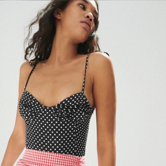 Zara POLKA DOT PRINT SATIN EFFECT BODYSUIT Size Extra Large XL - Picture 1 of 13